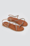 Rhinestone Strap Sandals - Copper-Rhinestone Strap Sandals - Copper