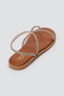 Rhinestone Strap Sandals - Χαλκός