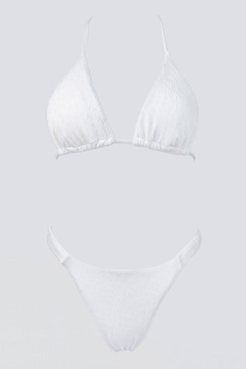 Bikini Set with Embossed Design - White-Bikini Set with Embossed Design - White
