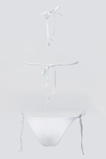 Bikini Set with Embossed Design - White-Bikini Set with Embossed Design - White