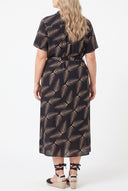 Print Shirt Dress - Black/Beige