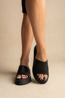 Sandales Flatform en cuir - Noir