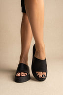 Leather Flatform Sandals - Black-Leather Flatform Sandals - Black