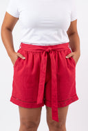 Plus Size Pleated Shorts - Fuchsia