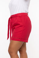 Plus Size Pleated Shorts - Fuchsia