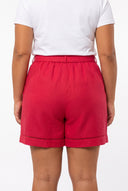 Plus Size Pleated Shorts - Fuchsia