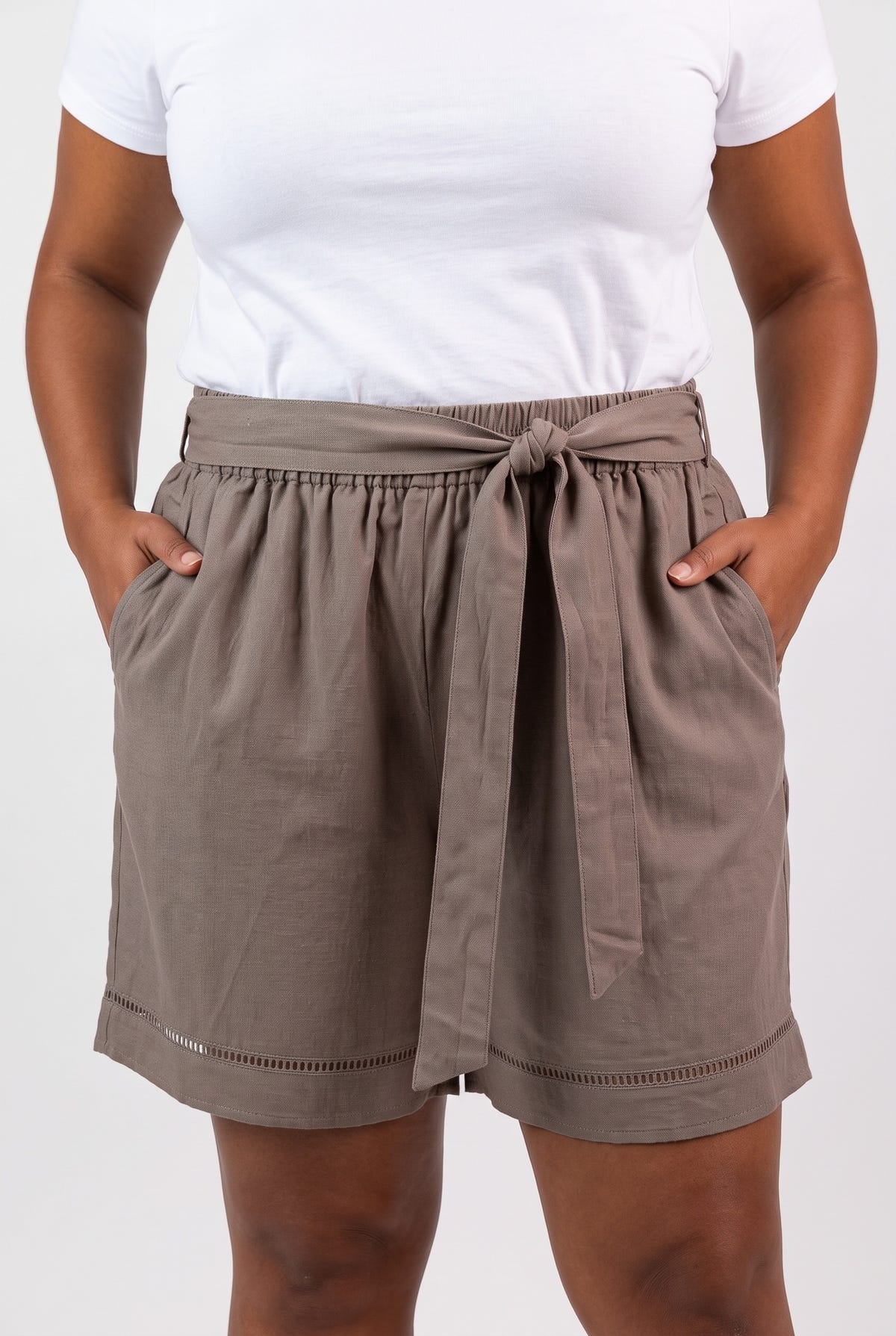 Plus Size Pleated Shorts - Olive