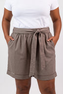Plus Size Pleated Shorts - Olive