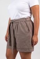 Plus Size Pleated Shorts - Olive