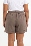 Plus Size Pleated Shorts - Olive
