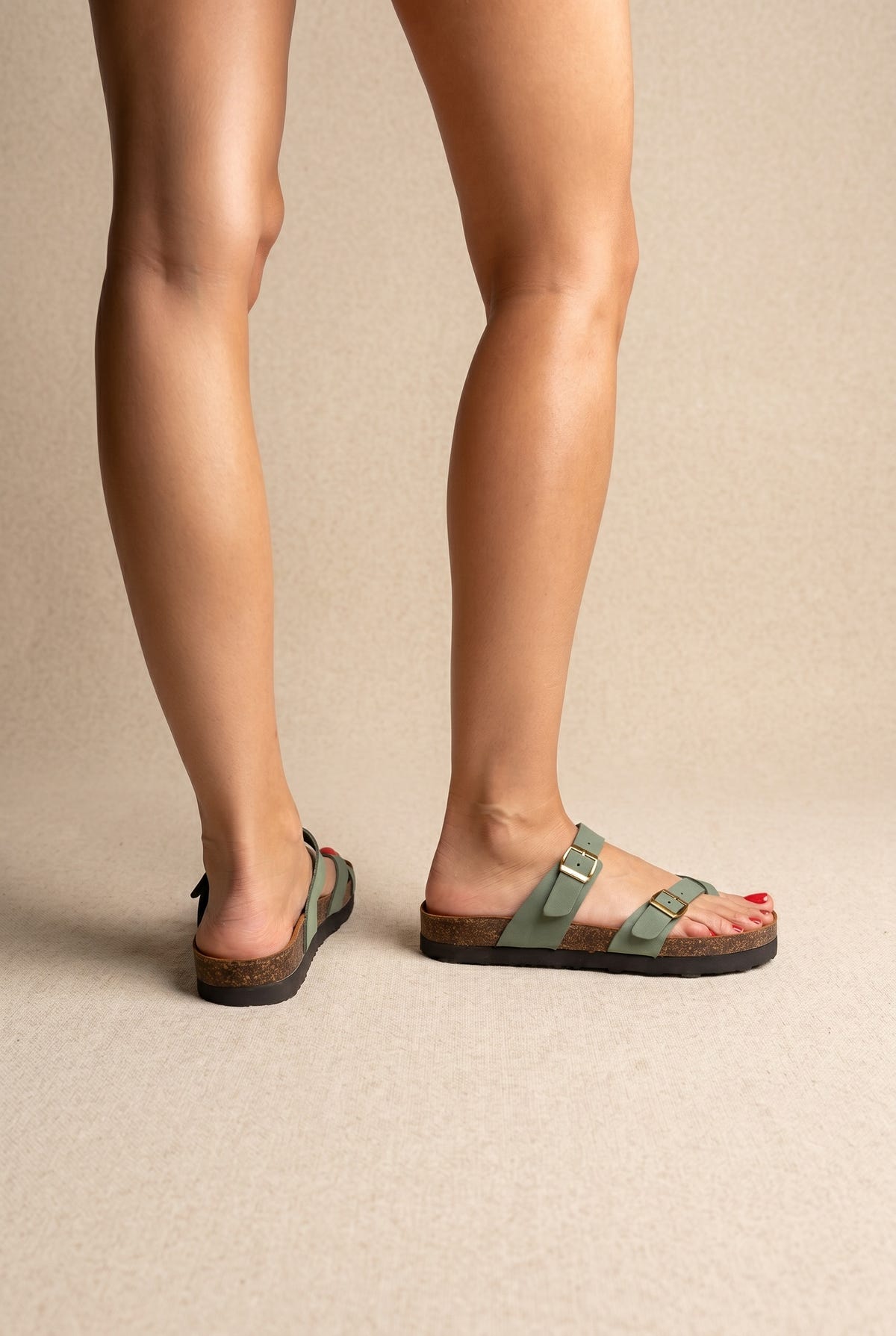 Leather Anatomical Sandals - Green