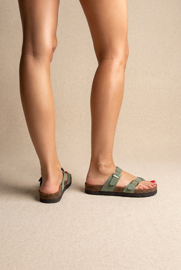 Leather Anatomical Sandals - Green
