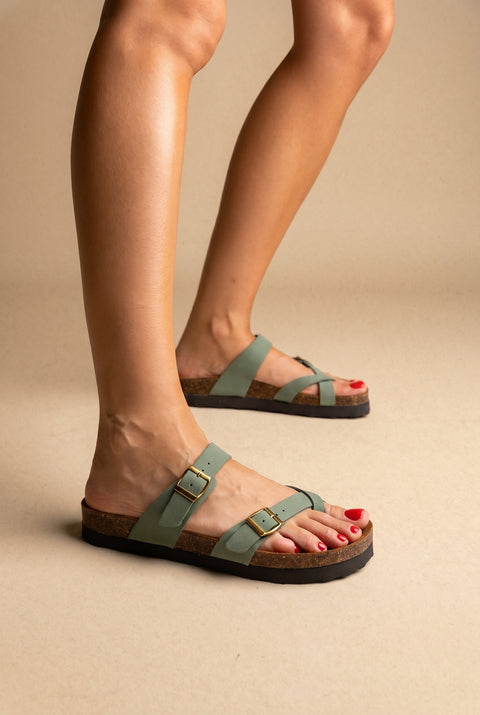 Leather Anatomical Sandals - Green