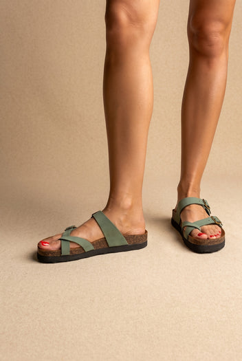 Leather Anatomical Sandals - Green