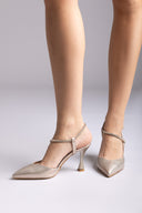 Slingback Pumps - Μπεζ Πέρλα