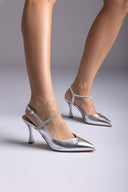 Slingback Pumps - Silver Metallic