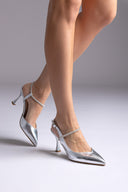 Slingback Pumps - Silver Metallic