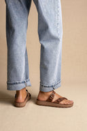 Leather Comfort Sandals - Brown Suede-Leather Comfort Sandals - Brown Suede