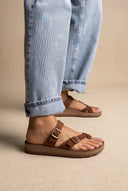 Sandali in pelle comfort - Marrone Suede