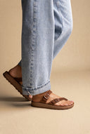 Sandales confort en cuir - suède marron