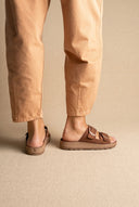 Ledersandalen with Buckles – Brown Veloursleder