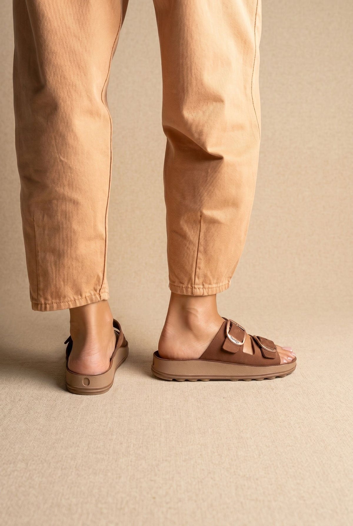 Leather Sandals with Buckles - Brown Suede-Comfort Sandals, Leather Sandals, Sandals, Shoes, Fantasy Sandals, Women’s Collection, All, Summer Shoes Sale, Summer Sandals Sale, Sales, All but outlet, Editor’s Choice, Shoes Sales, Recommended products (Seguno), Gifts 50€ & Under, The Fashion Edit, Leather Shoes, SS 2026 Collection, Sandals New & Selected, Spring/Summer Collection, Sandals SALE