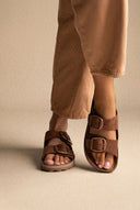 Leather Sandals with Buckles - Brown Suede-Comfort Sandals, Leather Sandals, Sandals, Shoes, Fantasy Sandals, Women’s Collection, All, Summer Shoes Sale, Summer Sandals Sale, Sales, All but outlet, Editor’s Choice, Shoes Sales, Recommended products (Seguno), Gifts 50€ & Under, The Fashion Edit, Leather Shoes, SS 2026 Collection, Sandals New & Selected, Spring/Summer Collection, Sandals SALE