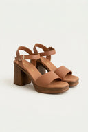 Leather Sandals with Ankle Strap - Tan-Heeled Sandals, Block Heel Sandals, High Heel Sandals, Shoes, Ragazza, Women’s Collection, All, Summer Shoes Sale, Sales, All but outlet, Last Pieces Shoes, Editor’s Choice, Shoes Sales, Recommended products (Seguno), Gifts 70€ & Under, Last Pieces, Leather Shoes, SS 2026 Collection, Spring/Summer Collection, Ragazza New & Selected, Heeled Sandals SALE