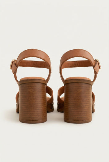 Leather Sandals with Ankle Strap - Tan-Heeled Sandals, Block Heel Sandals, High Heel Sandals, Shoes, Ragazza, Women’s Collection, All, Summer Shoes Sale, Sales, All but outlet, Last Pieces Shoes, Editor’s Choice, Shoes Sales, Recommended products (Seguno), Gifts 70€ & Under, Last Pieces, Leather Shoes, SS 2026 Collection, Spring/Summer Collection, Ragazza New & Selected, Heeled Sandals SALE