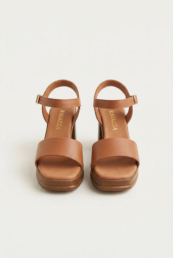 Leather Sandals with Ankle Strap - Tan-Heeled Sandals, Block Heel Sandals, High Heel Sandals, Shoes, Ragazza, Women’s Collection, All, Summer Shoes Sale, Sales, All but outlet, Last Pieces Shoes, Editor’s Choice, Shoes Sales, Recommended products (Seguno), Gifts 70€ & Under, Last Pieces, Leather Shoes, SS 2026 Collection, Spring/Summer Collection, Ragazza New & Selected, Heeled Sandals SALE