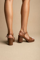 Leather Sandals with Ankle Strap - Tan-Leather Sandals with Ankle Strap - Tan
