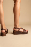 Leather Sandals Flatform - Brown Matte
