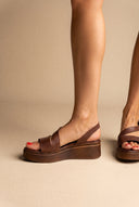 Leather Sandals Flatform - Brown Matte