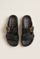 Leather Flatform Sandals - Black