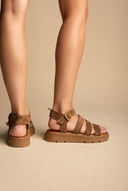 Suede Sandals with Bands - Taupe Suede