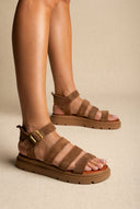 Suede Sandals with Bands - Taupe Suede