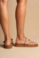 Suede Velcro Sandals - Taupe