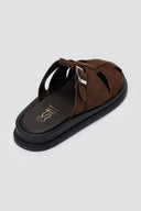 Σουέντ clogs με αγκράφα - Καφέ