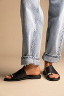 Ledersandalen with Rhinestones – Schwarz matt