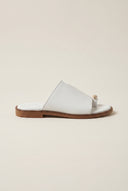 Leather Sandals with Rhinestones - White Matte