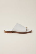 Leather Sandals with Rhinestones - White Matte