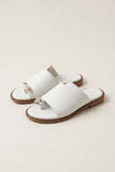 Leather Sandals with Rhinestones - White Matte
