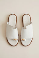 Ledersandalen with Rhinestones – White Matte