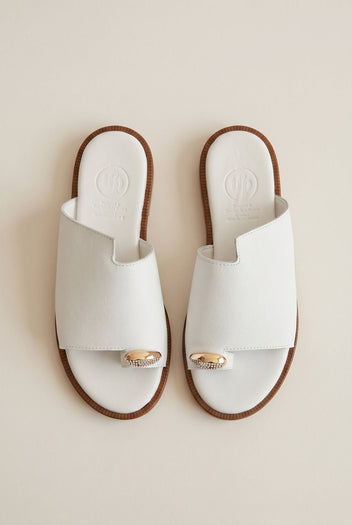 Leather Sandals with Rhinestones - White Matte-Embellished Sandals, Leather Sandals, Sandals, Shoes, TFP Collection, Women’s Collection, All, Summer Shoes Sale, Summer Sandals Sale, Sales, All but outlet, Last Pieces Shoes, Editor’s Choice, Shoes Sales, Recommended products (Seguno), Gifts 50€ & Under, The Fashion Edit, Last Pieces, Leather Shoes, SS 2026 Collection, TFP/Estil, Sandals New & Selected, Sandals SALE