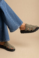in camoscio Flatform Clogs - Cachi Verde Suede