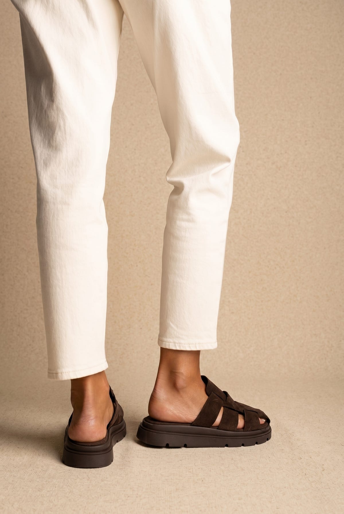 Zuecos flatform de ante - Ante marrón oscuro