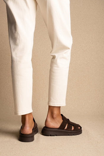Zuecos flatform de ante - Ante marrón oscuro