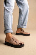 Mules Flatform en daim - Stone