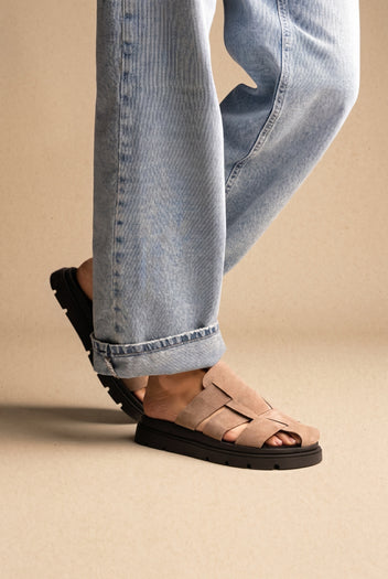in camoscio Flatform Clogs - Stone