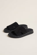 Suede Sandals with Cutouts - Black